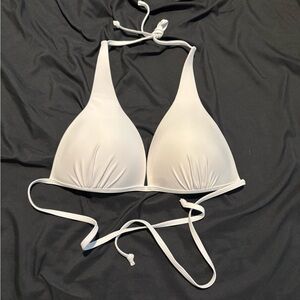 White Halter Triangle Bikini Top